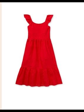 Lilt Americama Red Ruffle-Sleeve Tiered Maxi Dress